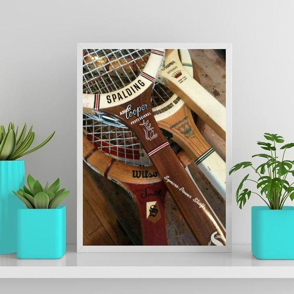 Quadro Fotografias Raquetes Tênis 33X24Cm Preta
