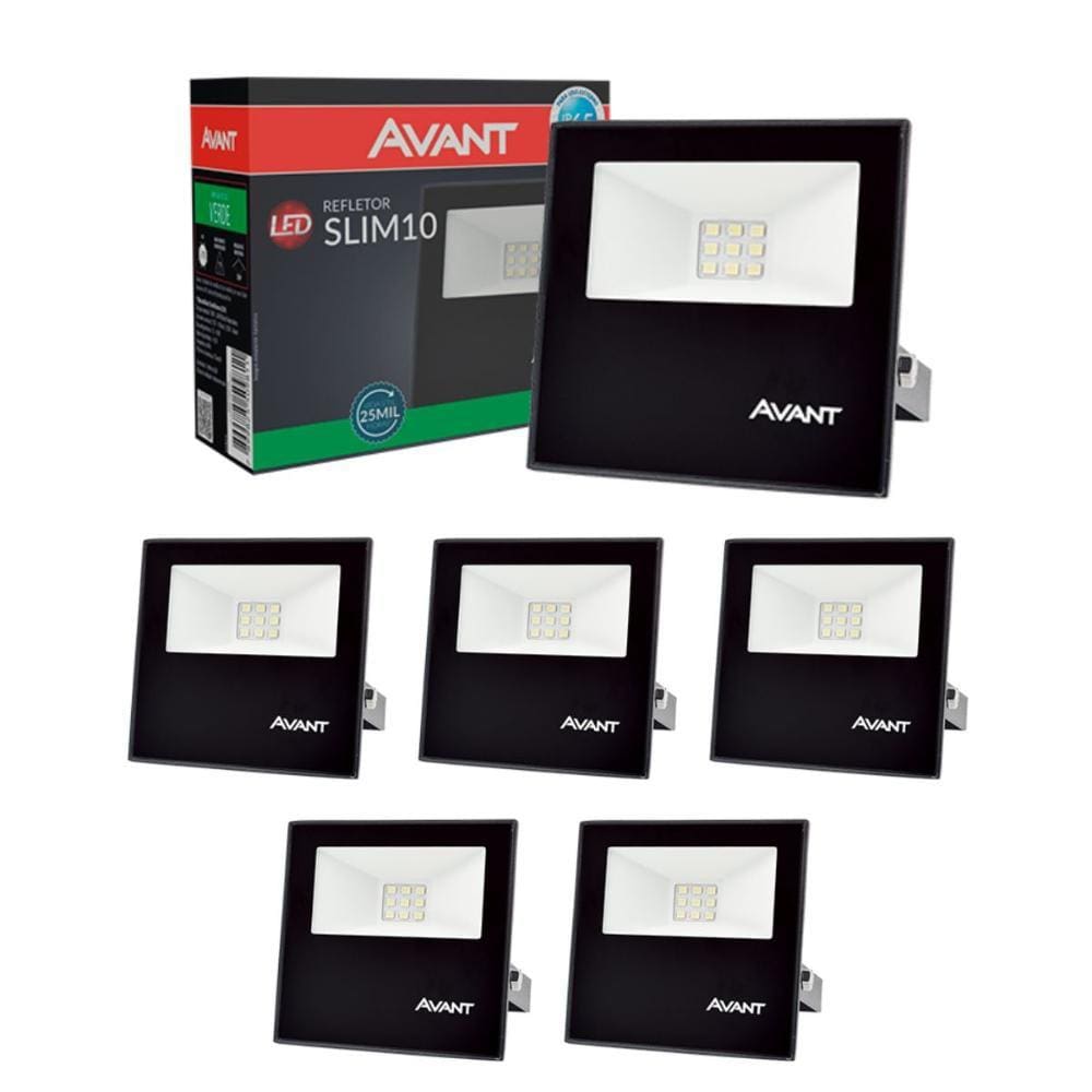 Refletor Led Avant 10w Luz Verde Bivolt Preto 5 Un