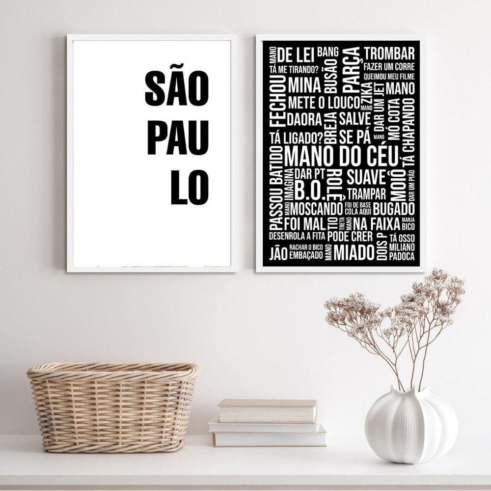 Quadros São Paulo Gírias PB 45x34cm c/ Vidro