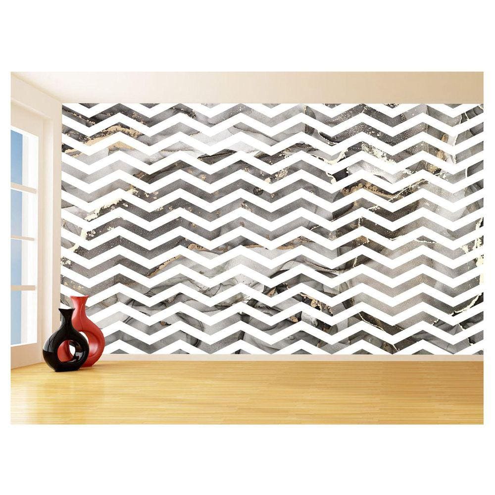 Papel De Parede 3D Sala Chevron Zig Zag Listras 3,5M Zig117