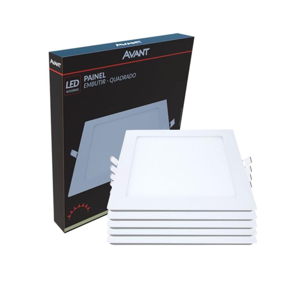 Painel Led Avant Quadrado Embutir 30w 4000k Bivolt 5 Un