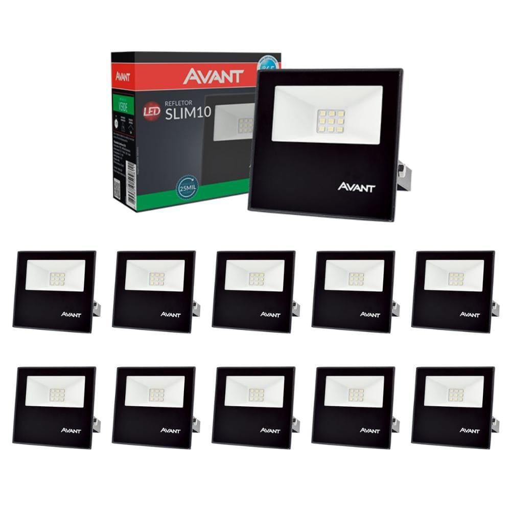 Refletor Led Avant 10w Luz Verde Bivolt Preto 10 Un