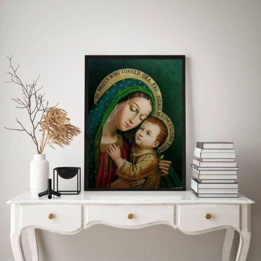 Quadro Nossa Senhora do Bom Conselho - Madeira Branca