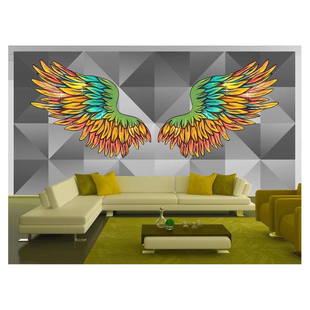 Papel De Parede 3D Arte Asas Selfie Insta Cores 3,5M Tra266