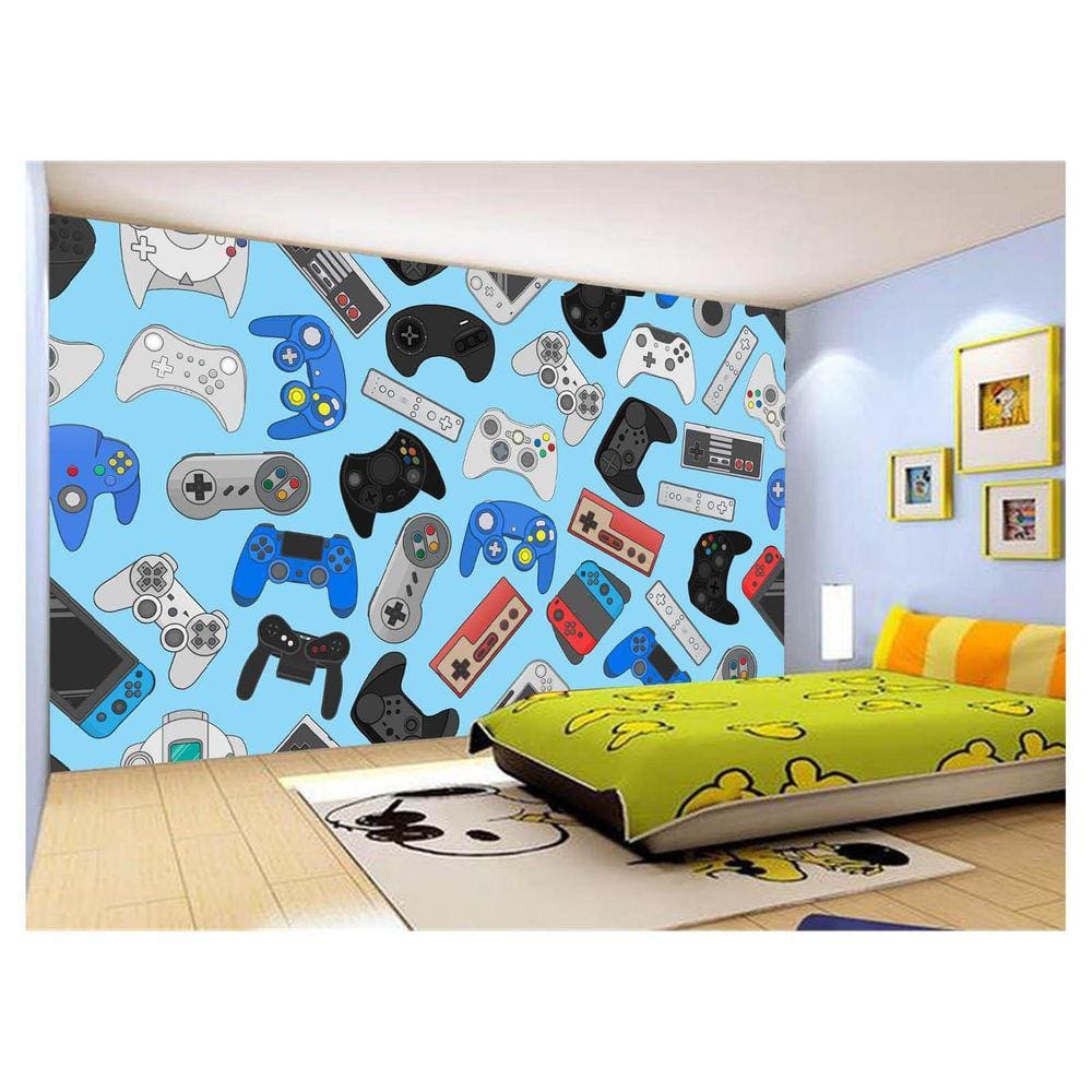 Papel De Parede 3D Infantil Controle Game Jogo 3,5M Azs223