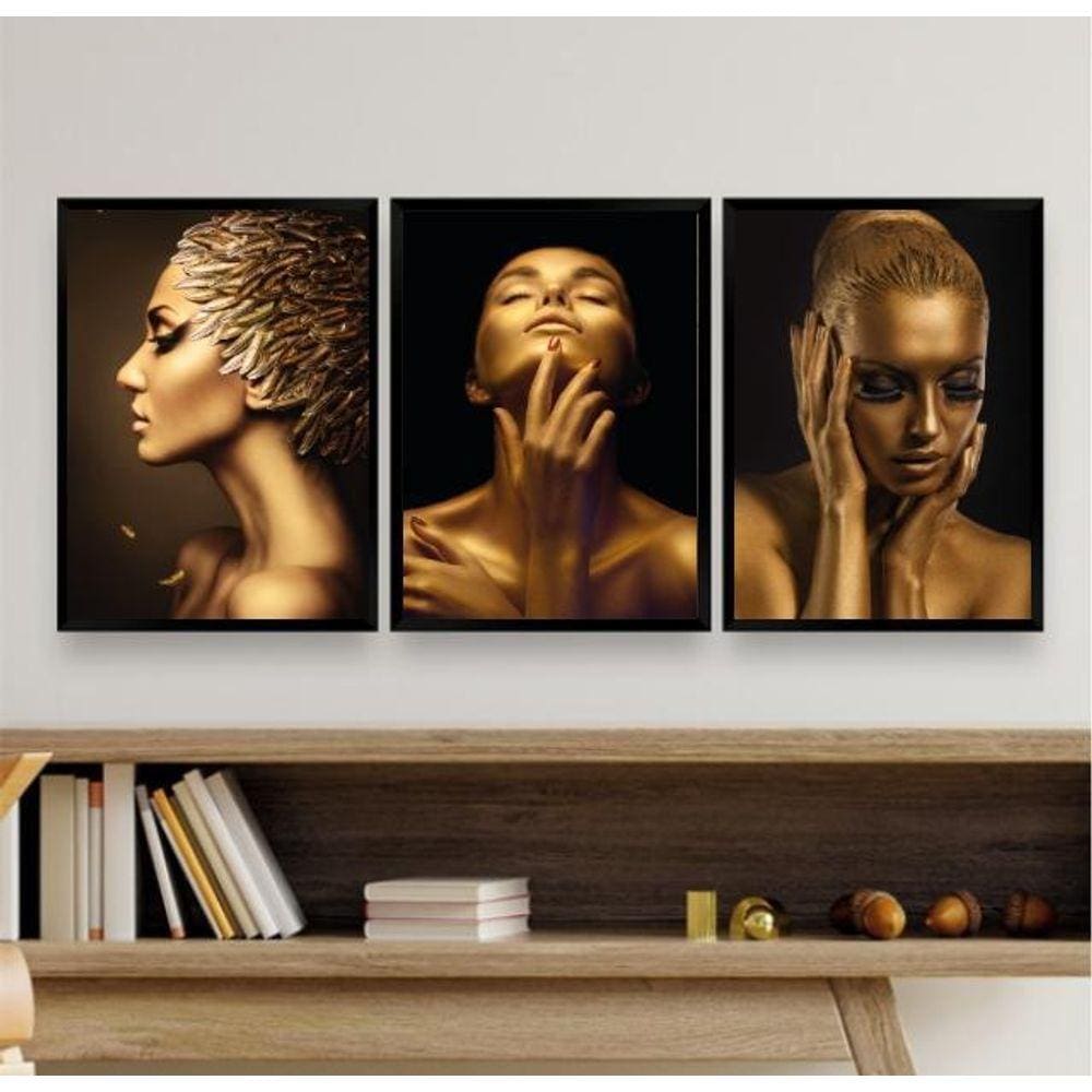 Quadros Decorativos Mulheres Douradas - 33x24cm