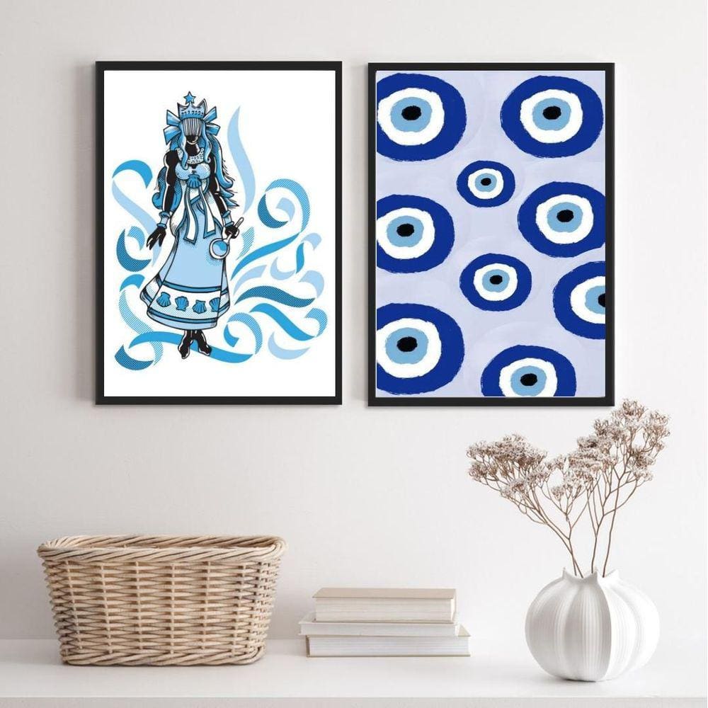 Quadros Decorativos Oxum Olho Grego 33x24cm - Madeira Preta