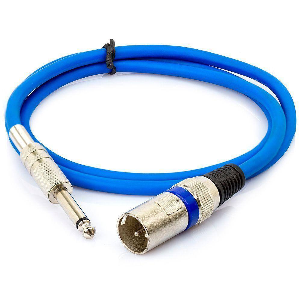 Cabo P10 Para Xlr Macho Azul Estéreo 4 Metros