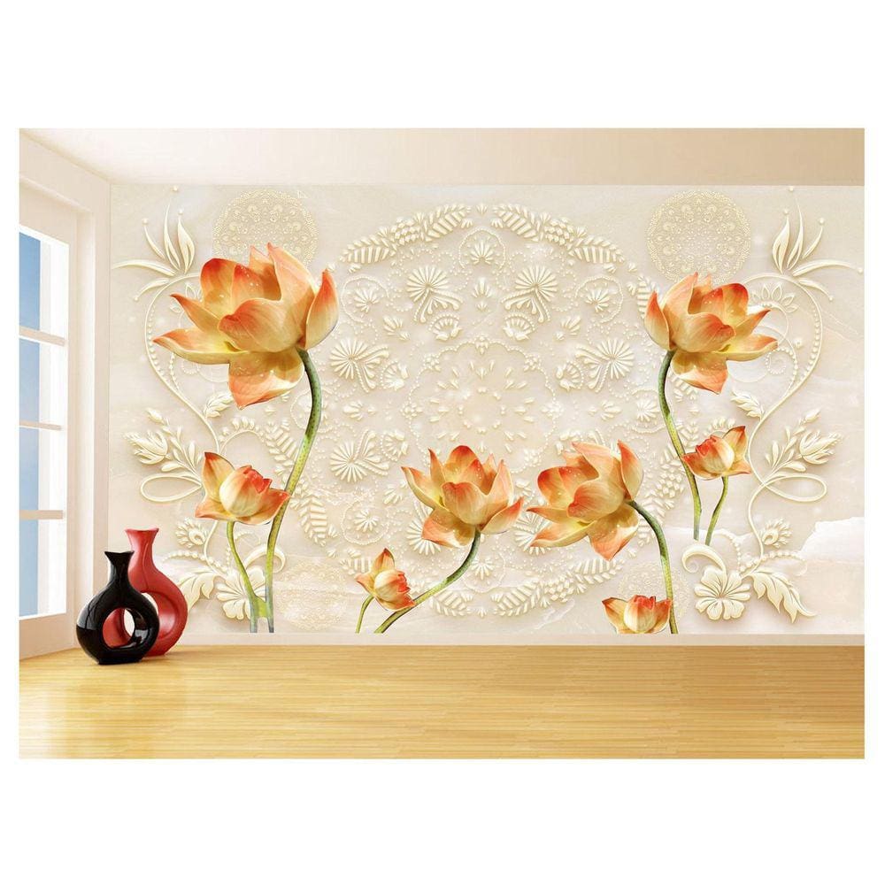 Papel De Parede 3D Floral Textura Sala Flores 3,5M Xfl319