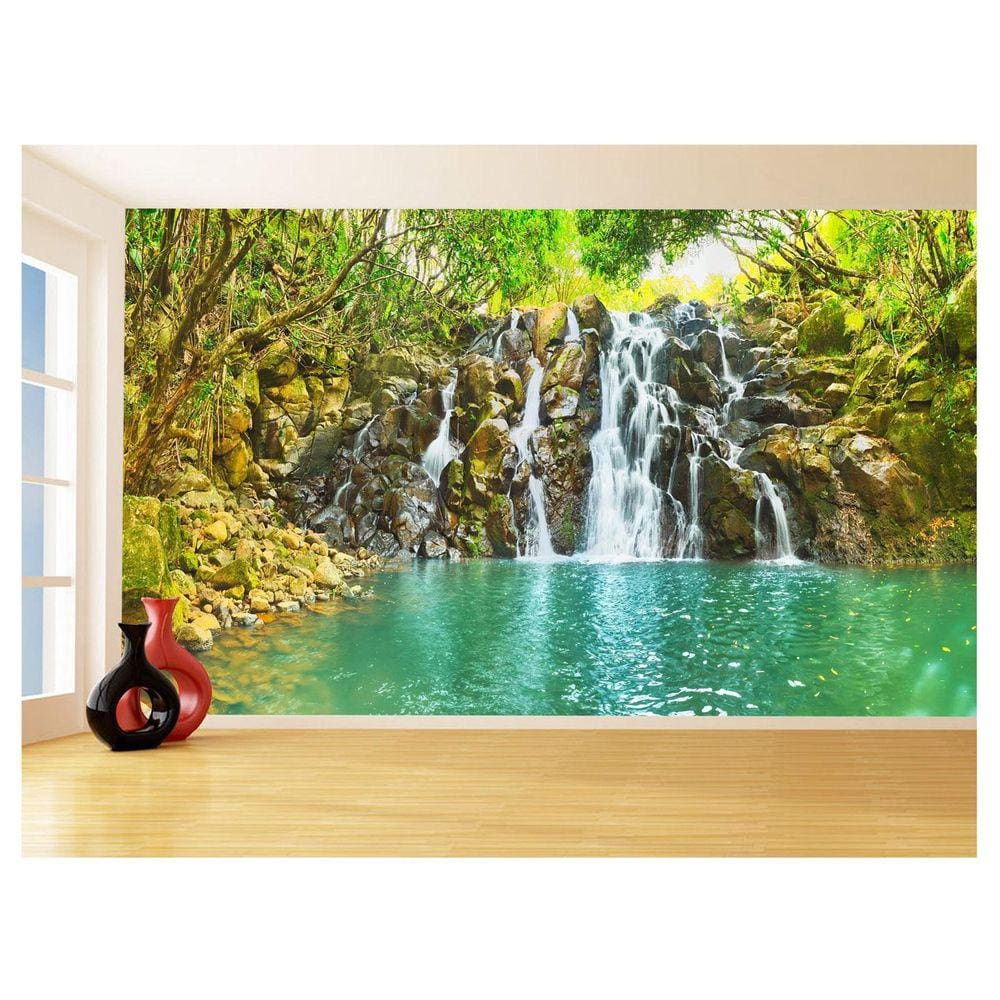 Papel De Parede 3D Paisagem Cachoeira Florestas 3,5M Nch247