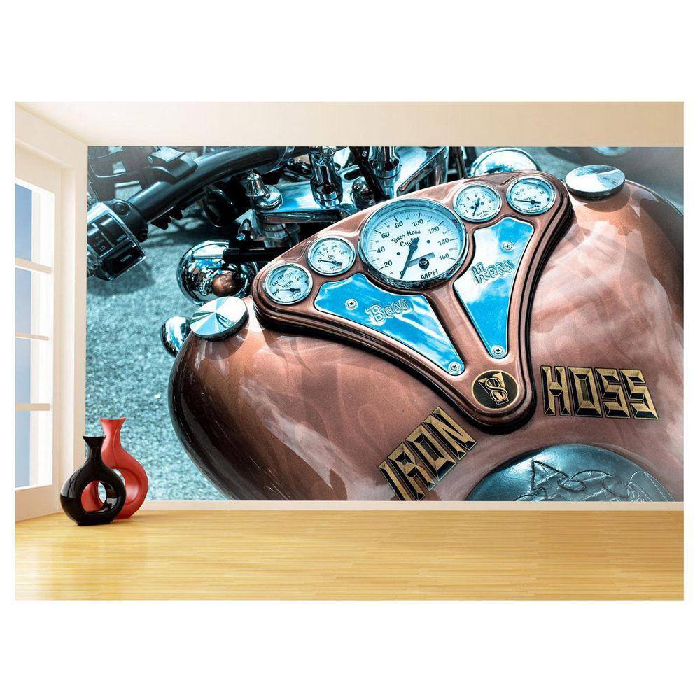 Papel De Parede 3D Moto Custom Chopper Viagem 3,5M Bkm119