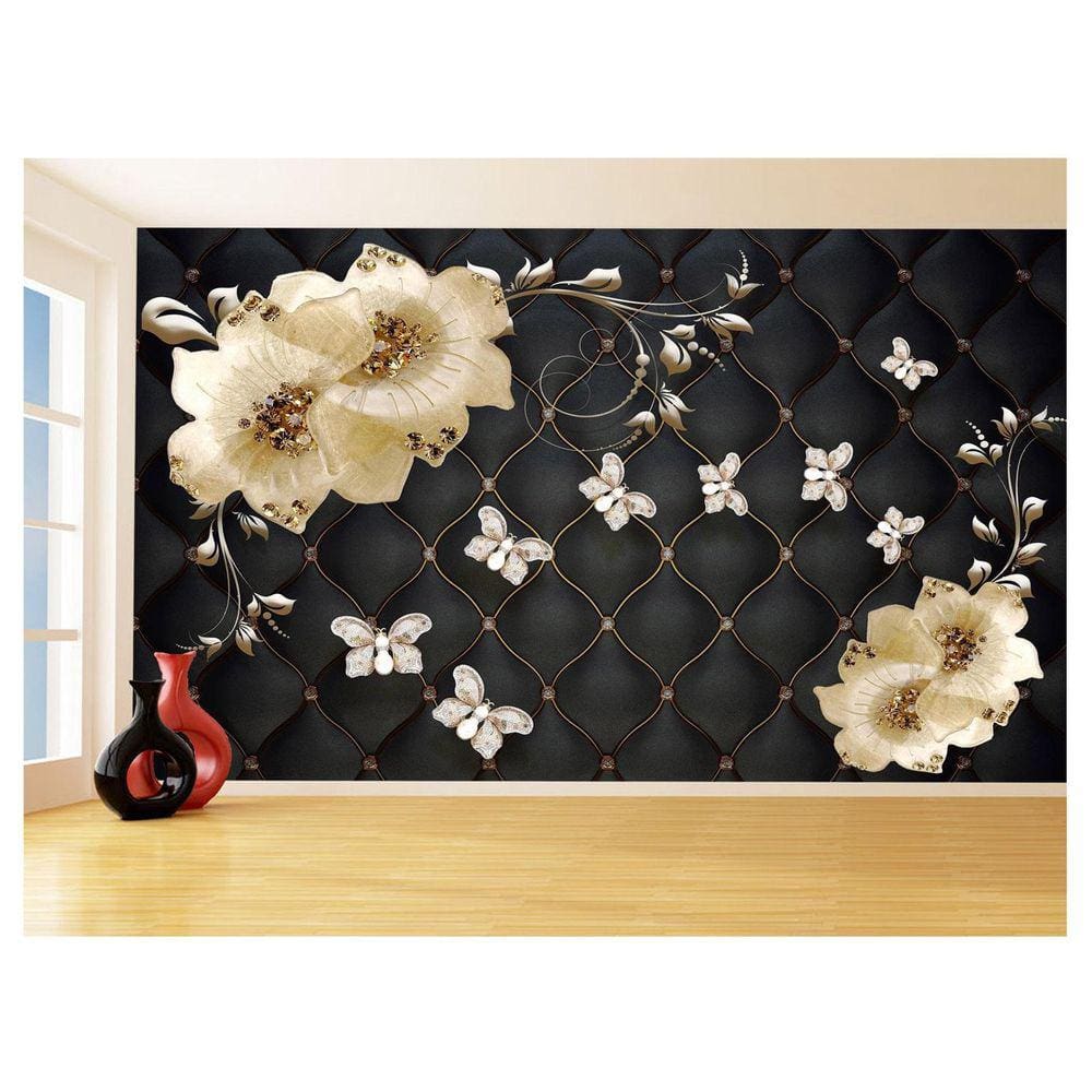 Papel De Parede 3D Floral Textura Sala Flores 3,5M Xfl270