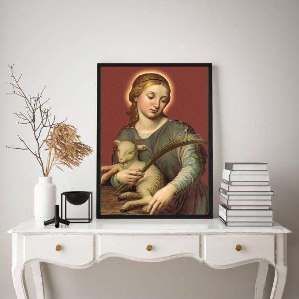 Quadro Decorativo Santa Inês 33X24Cm - Com Vidro