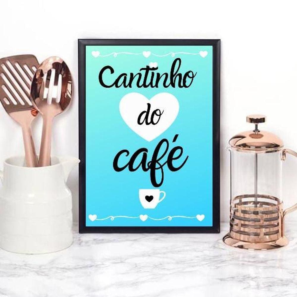 Quadro Cantinho Do Café Azul 24X18Cm - Com Vidro