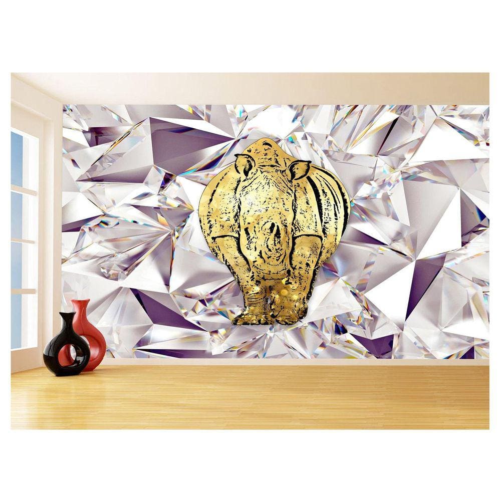 Papel De Parede 3D Animais Pop Art Rinoceronte 3,5M Pxa522