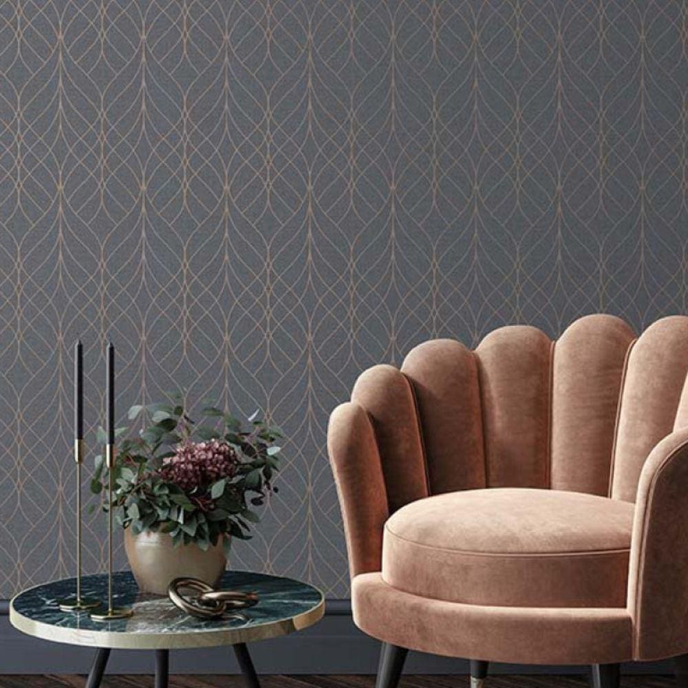 Papel de Parede Lille Floral Azul 58001