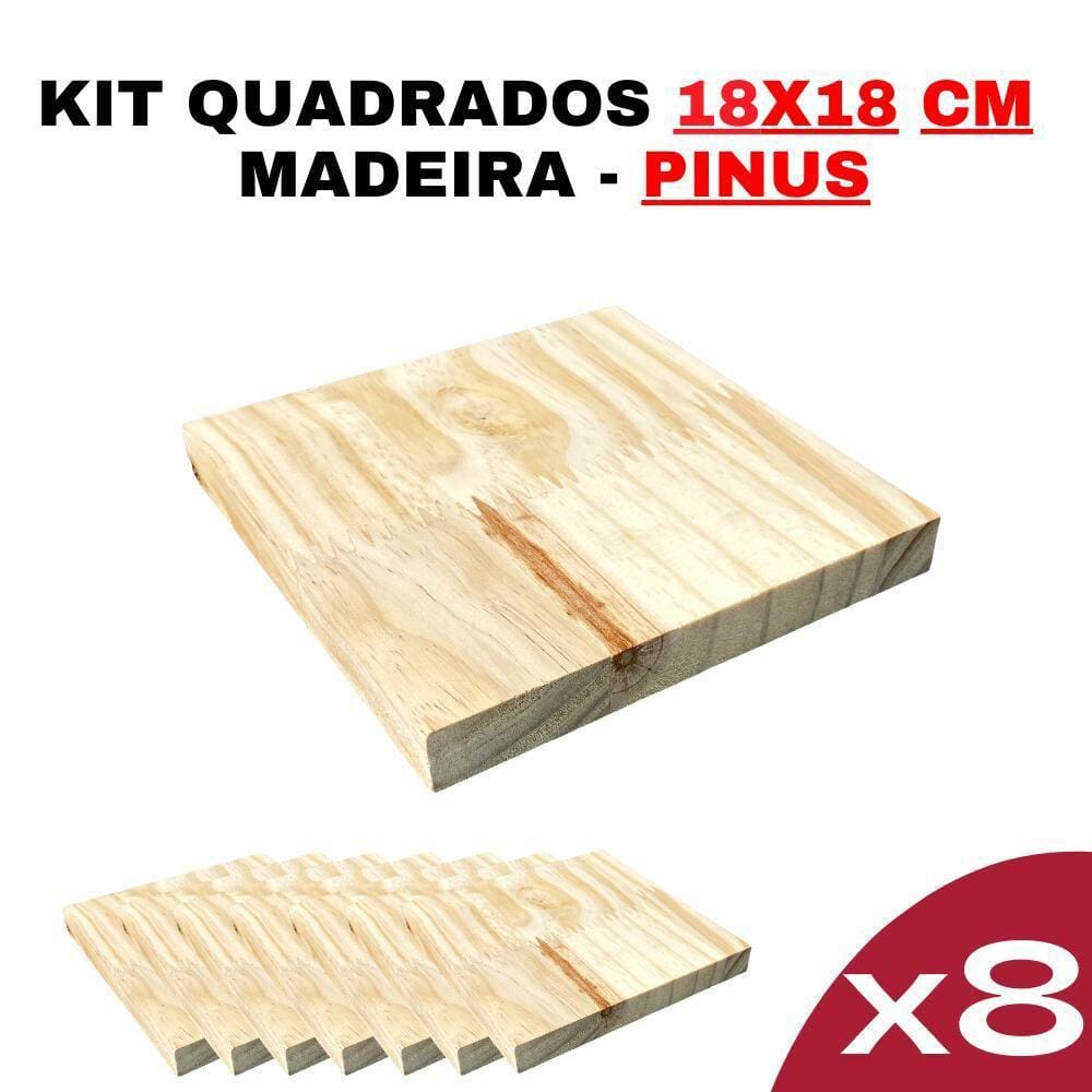 Forma Quadrada Madeira Pinus 18x18cm 8 Peças