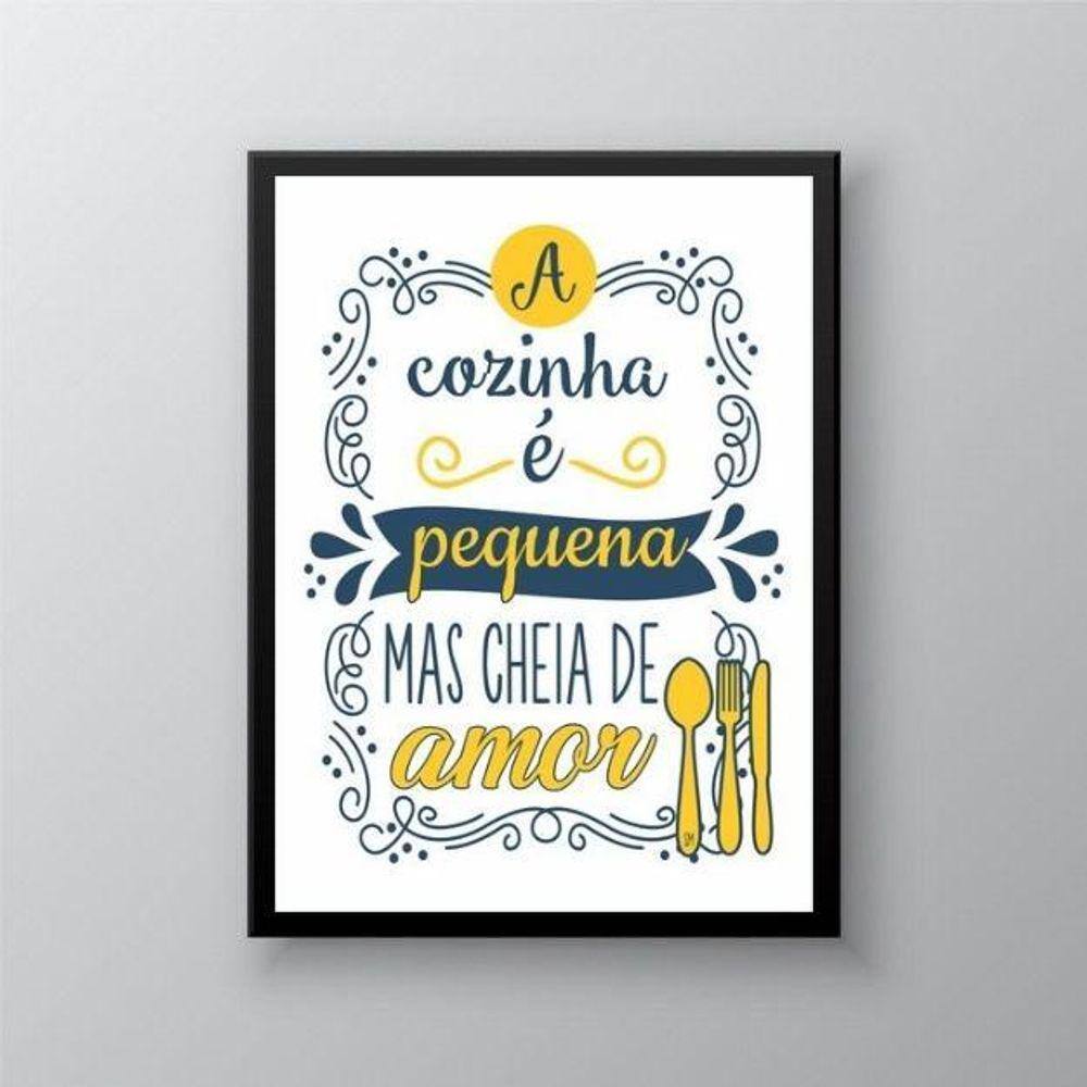 Quadro Cozinha Pequena Amarelo E Azul 33X24Cm