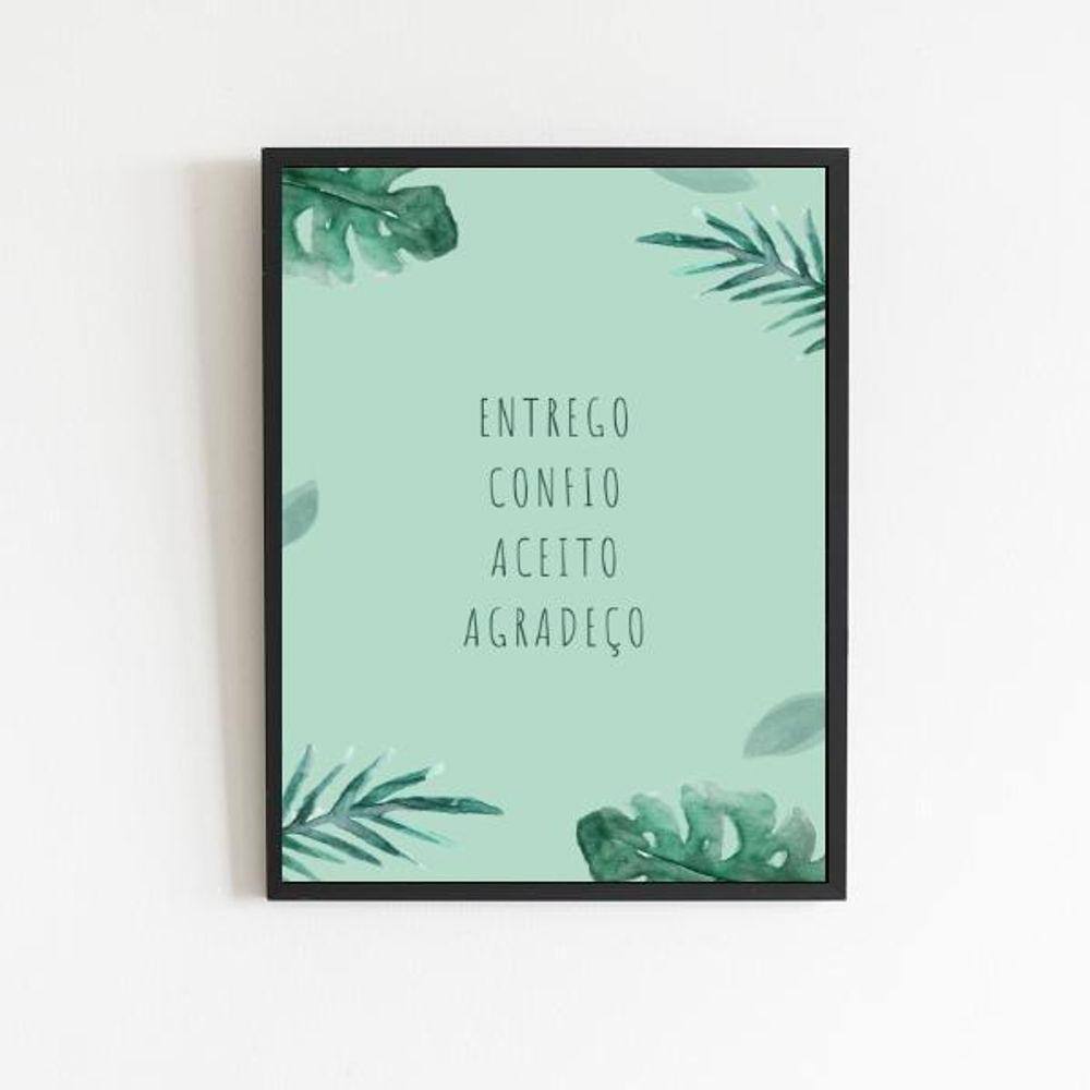 Quadro Mantra Entrego Aceito Confio Agradeço 33X24Cm Preta