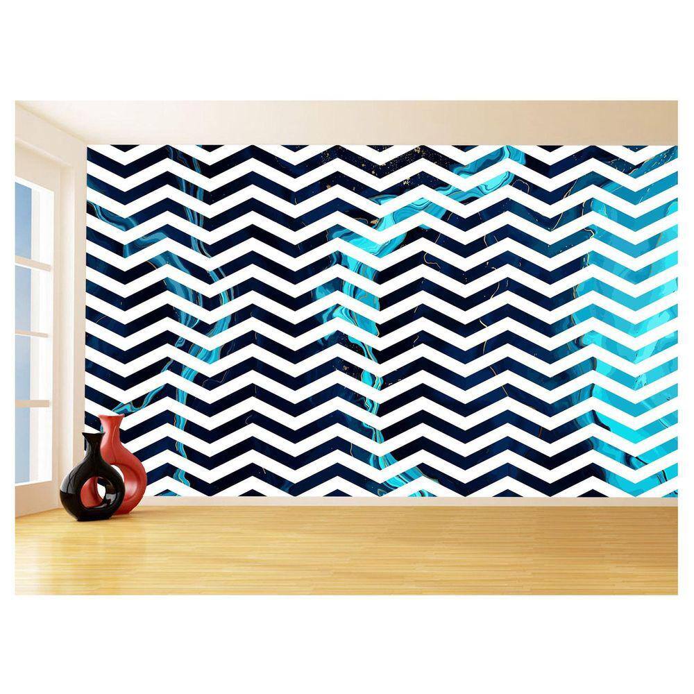 Papel De Parede 3D Sala Chevron Zig Zag Listras 3,5M Zig109