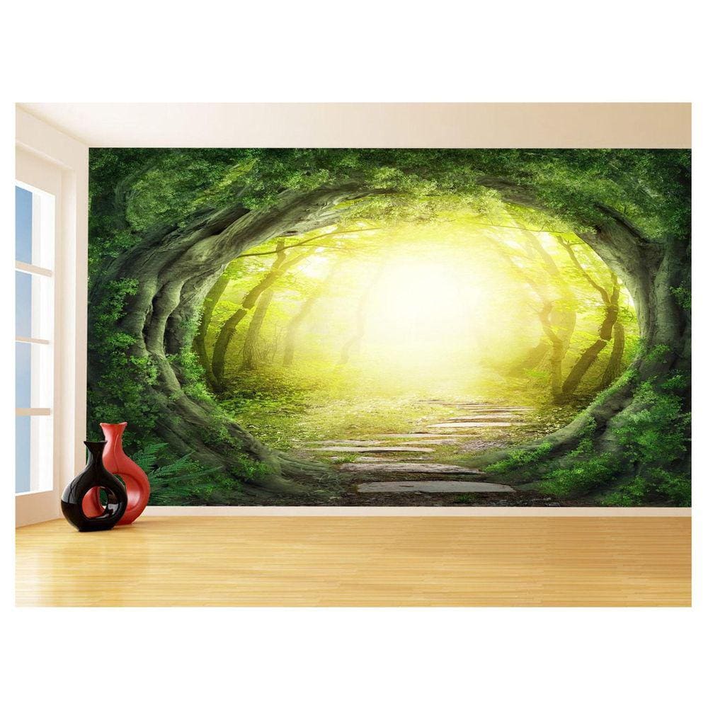 Papel De Parede Floresta Tropical Caminho Luz 3,5M Xna233