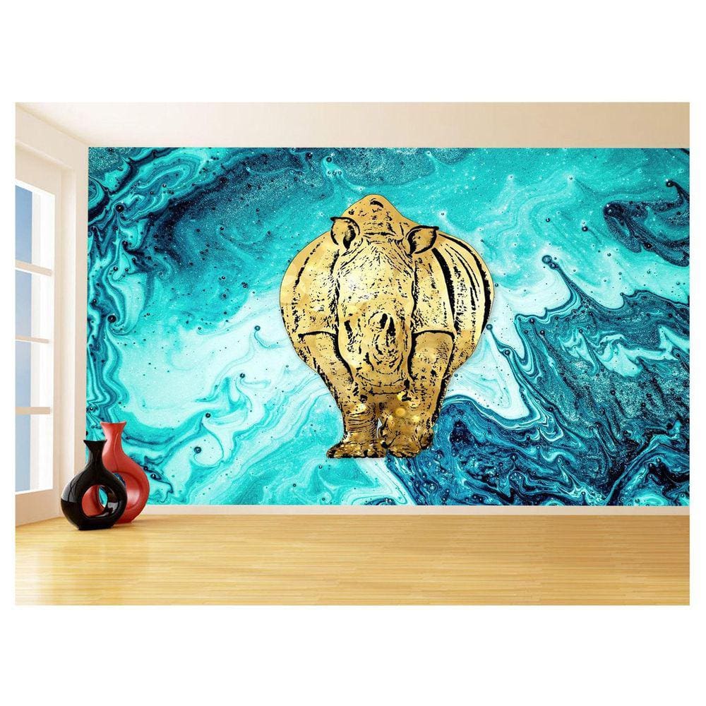 Papel De Parede 3D Animais Pop Art Rinoceronte 3,5M Pxa483