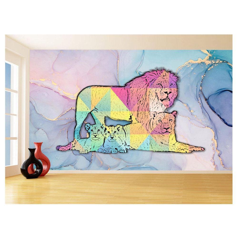 Papel De Parede Animais Pop Art Familia Leões 3,5M Pxa387