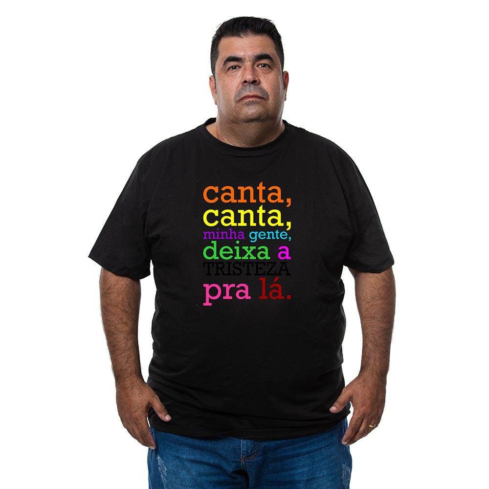 Camiseta Masculina Plus Size Algodao Estampa Trecho Musical Com Abridor De Garrafas Integrado