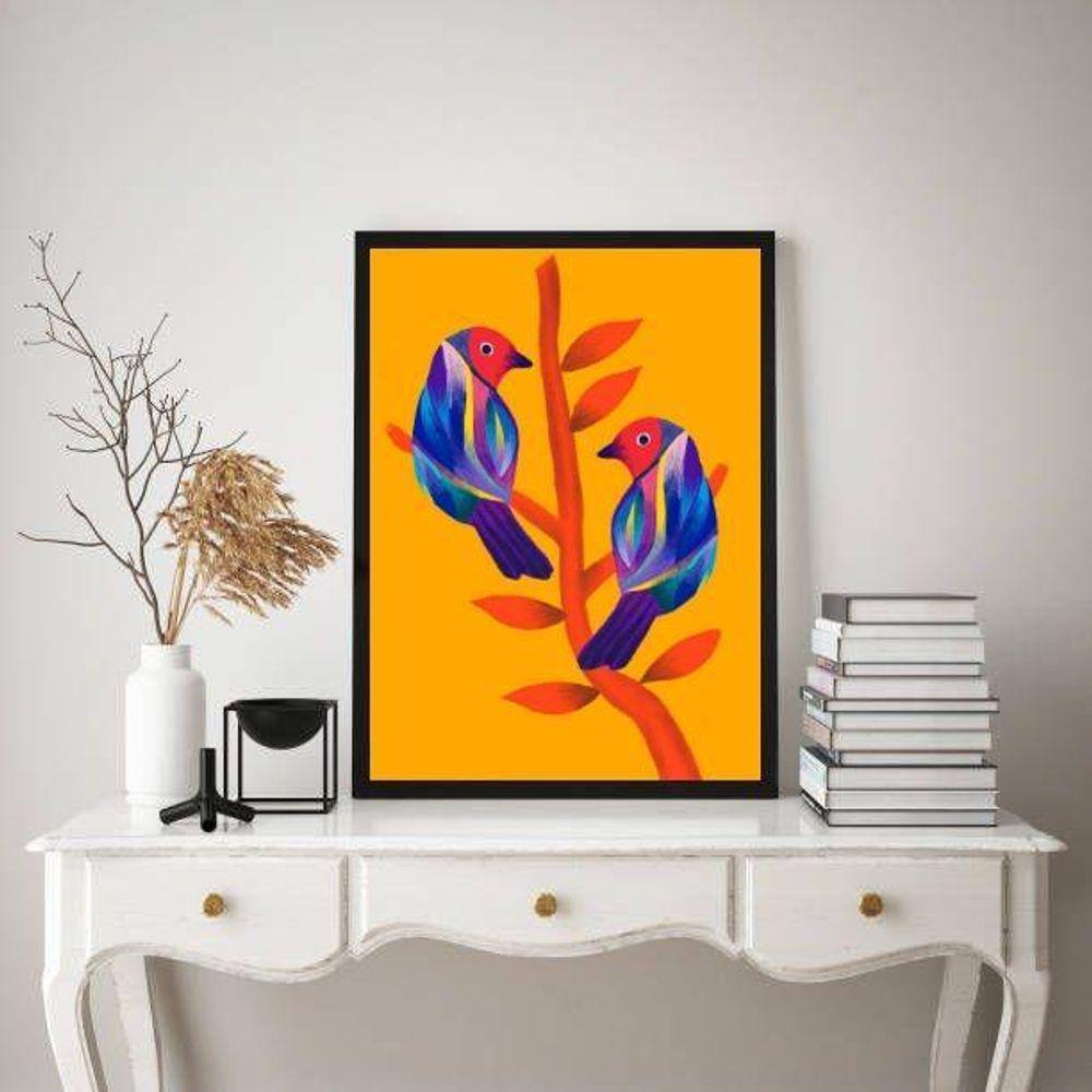 Quadro Decorativo Araras Tropical 24X18Cm - Com Vidro