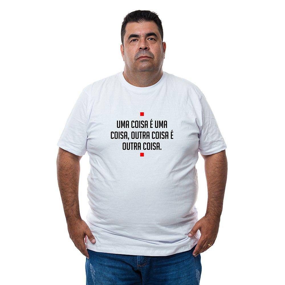 Camiseta Plus Size Masculina Algodao Frase Engraçada Manga Curta Com Abridor De Garrafas Integrado