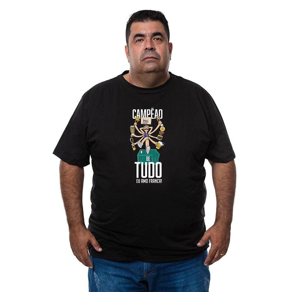 Camiseta Masculina Plus Size Algodao Estampa Franca Basquete Com Abridor De Garrafa