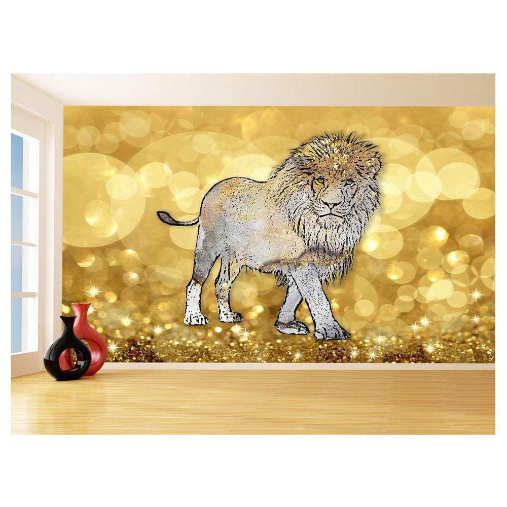 Papel De Parede Animais Pop Art Leão Rei Selva 3,5M Pxa51
