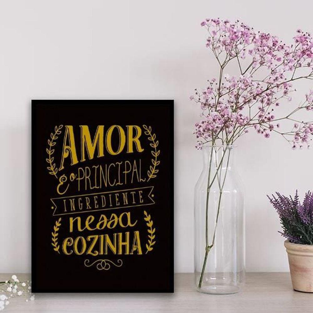 Quadro O Amor É O Principal Ingrediente 33X24Cm Preta