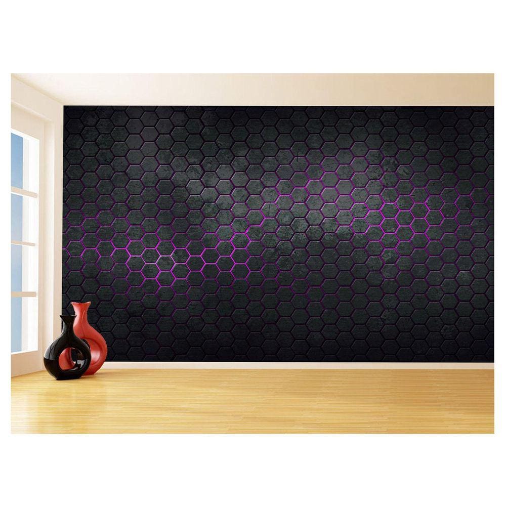 Papel De Parede 3D Hexágonos Moderno Gamer Rosa 3,5M Txt45