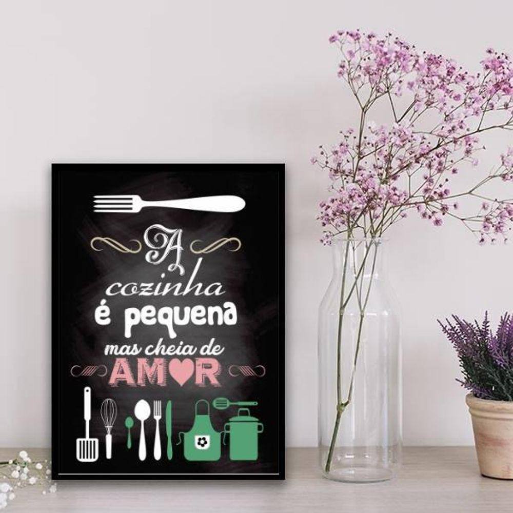Quadro Decorativo Cozinha Pequena 33X24Cm Branca
