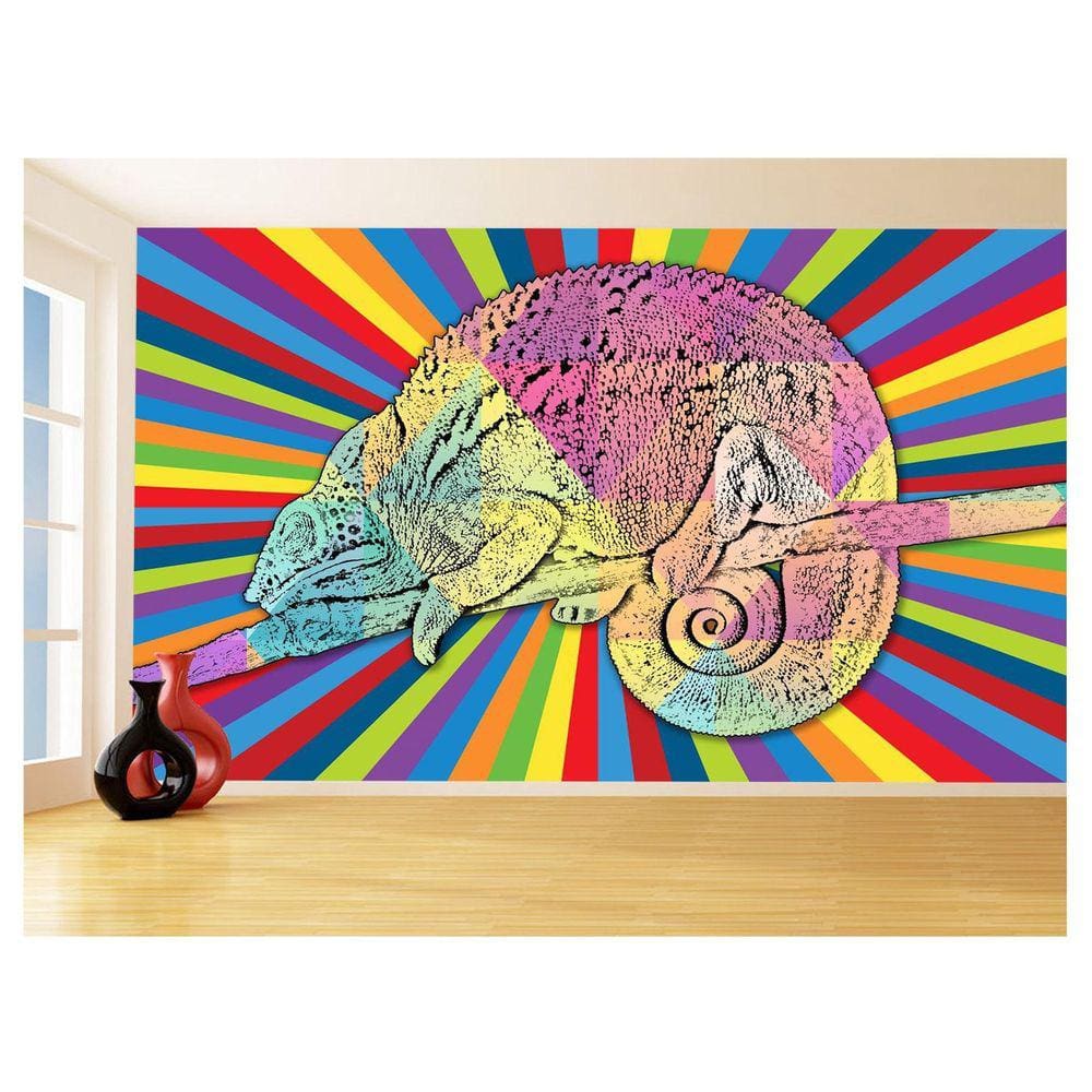 Papel De Parede 3D Animais Pop Art Camaleão Pet 3,5M Pxa13