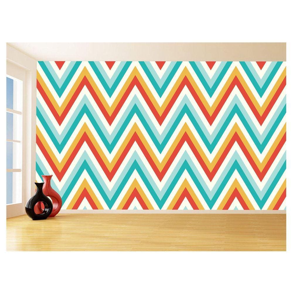 Papel De Parede 3D Sala Chevron Zig Zag Listras 3,5M Zig69
