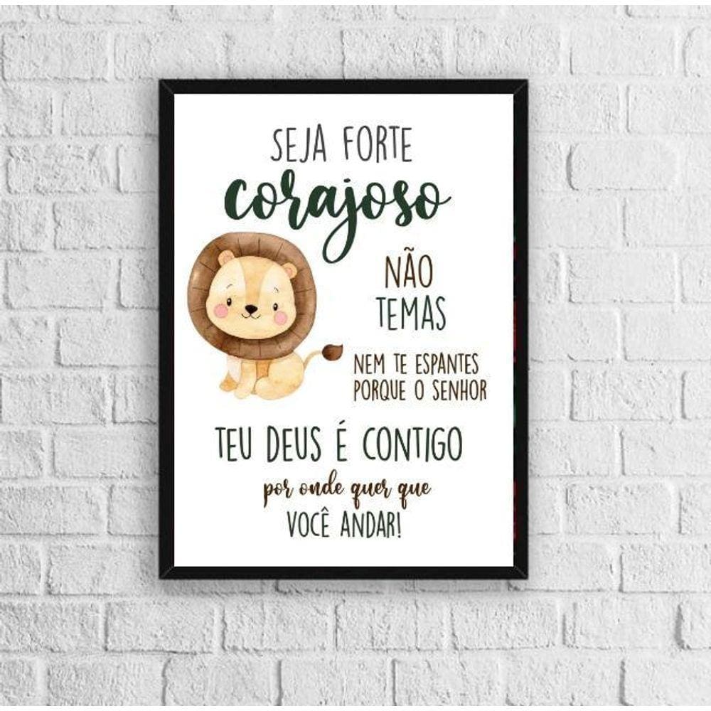Quadro Infantil Tema Safari Seja Forte E Corajoso 24X18Cm