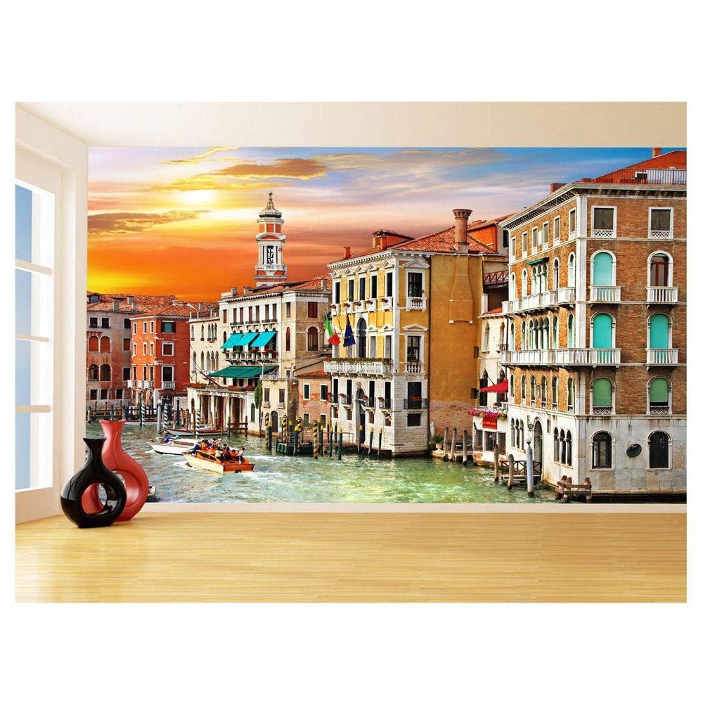Papel De Parede 3D Cidade Veneza Italia Canais 3,5M Ncd351