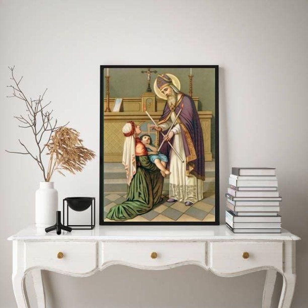 Quadro Decorativo São Brás 24X18Cm - Com Vidro