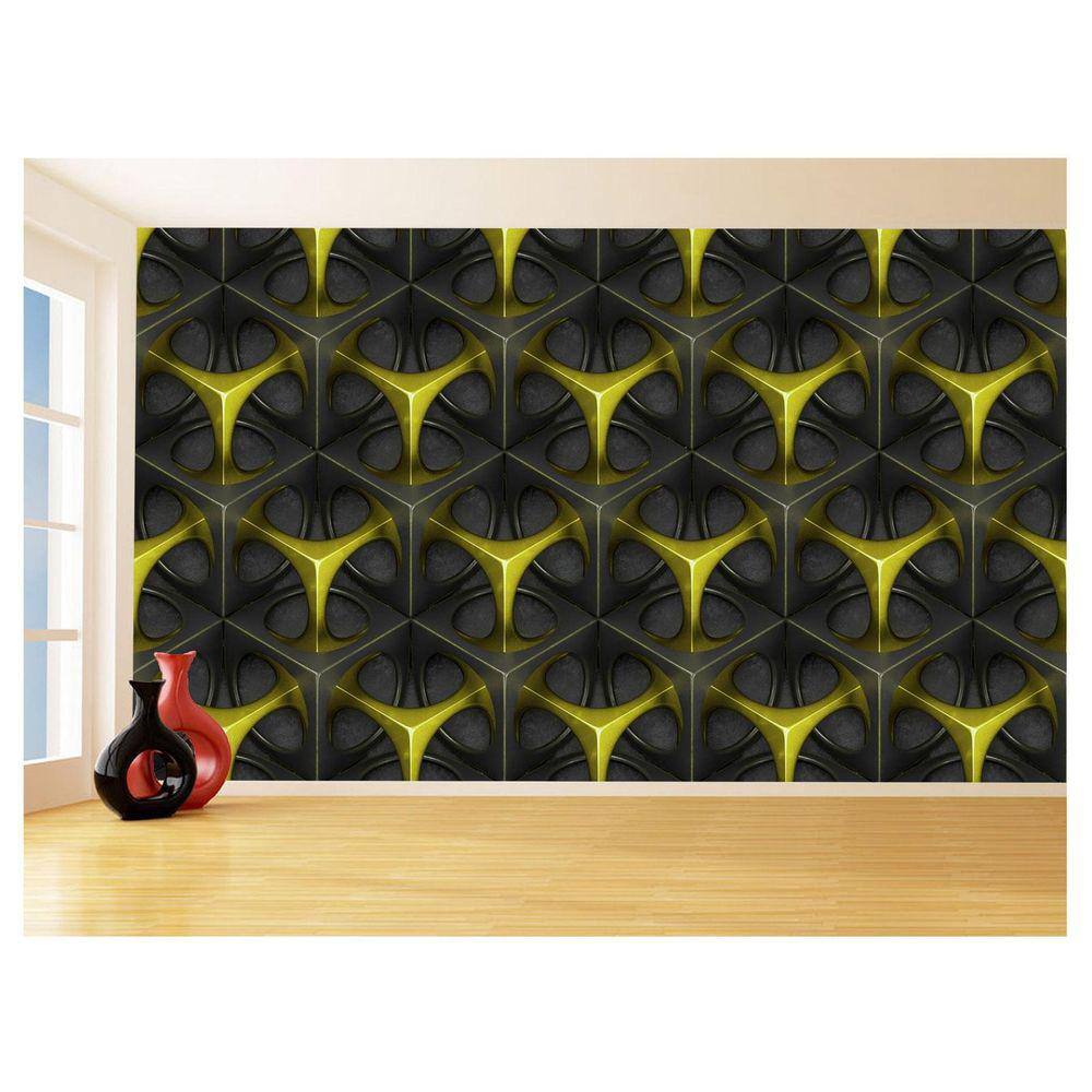 Papel De Parede 3D Textura Geométrico Amarelo 3,5M Txt81