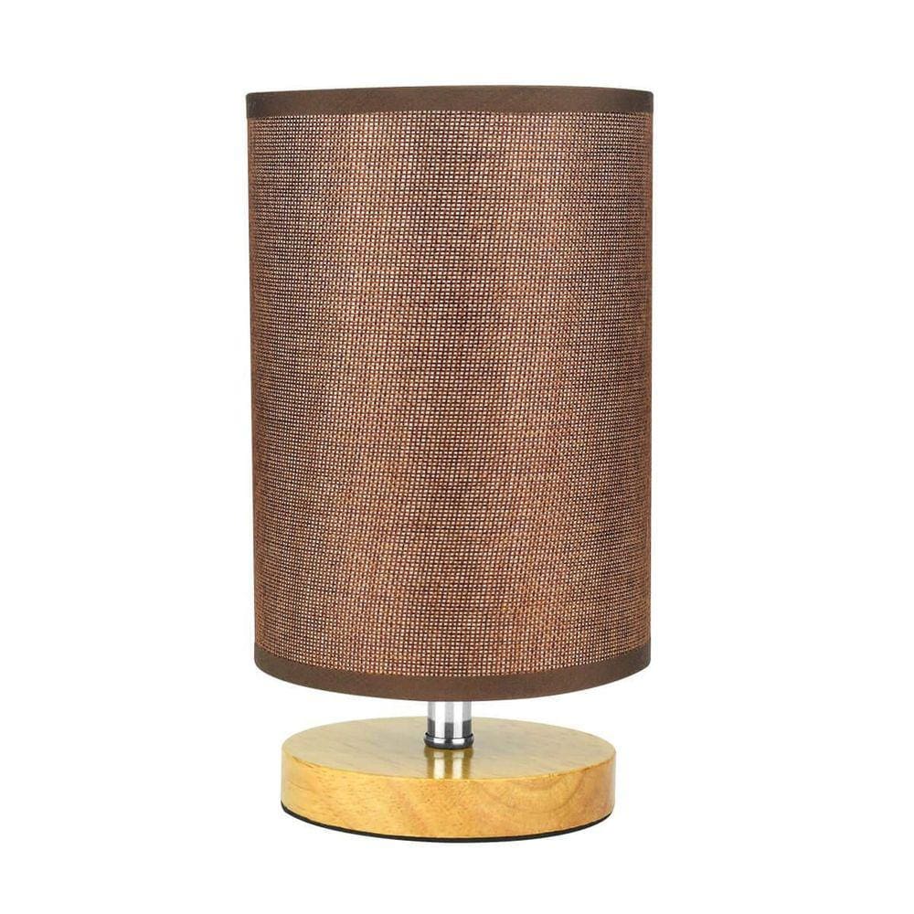 Abajur de Mesa Redondo Madeira Marrom 25,5cmx14cm 40W