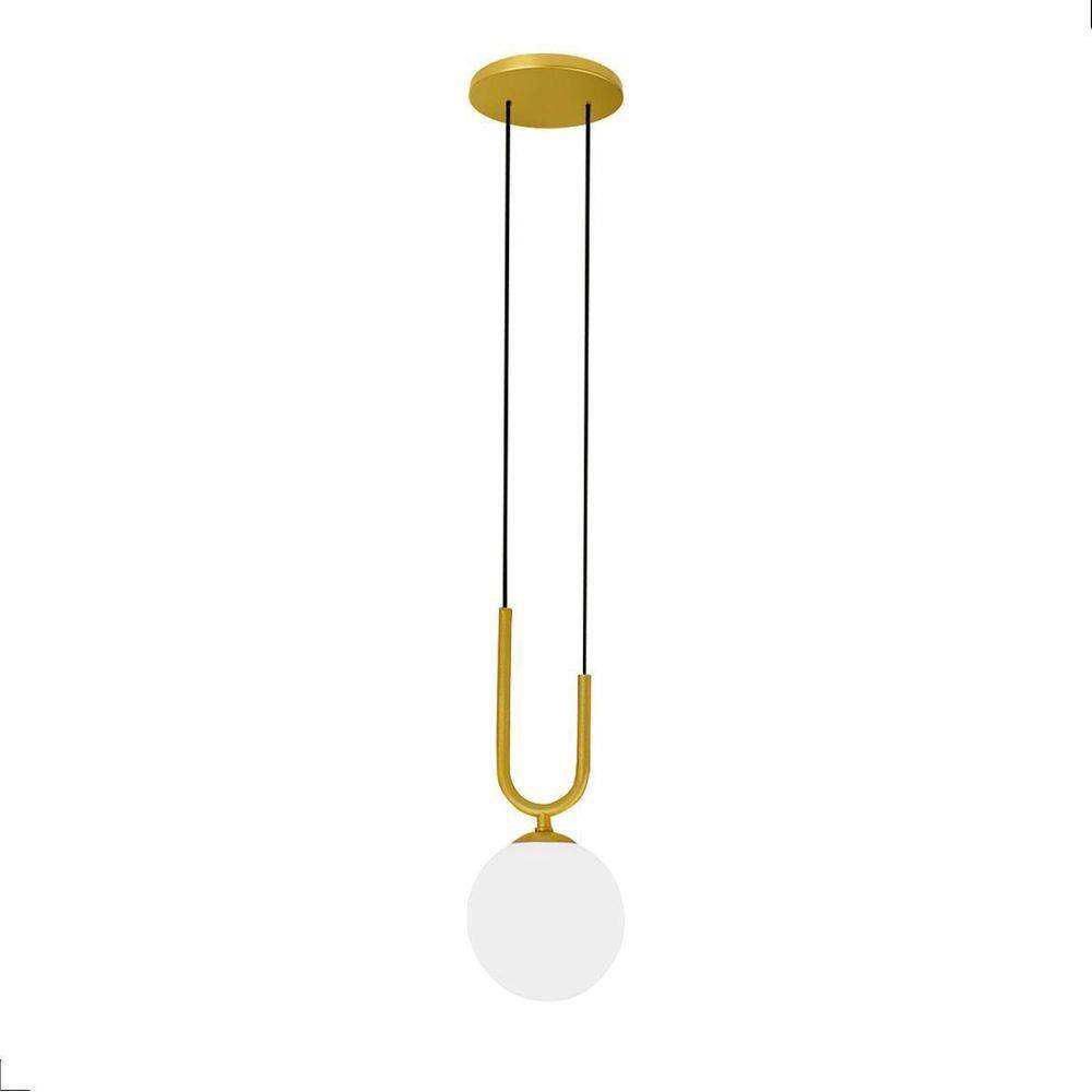 Lustre Pendente Dourado Globo Vidro Bola 12 Cm Bivolt
