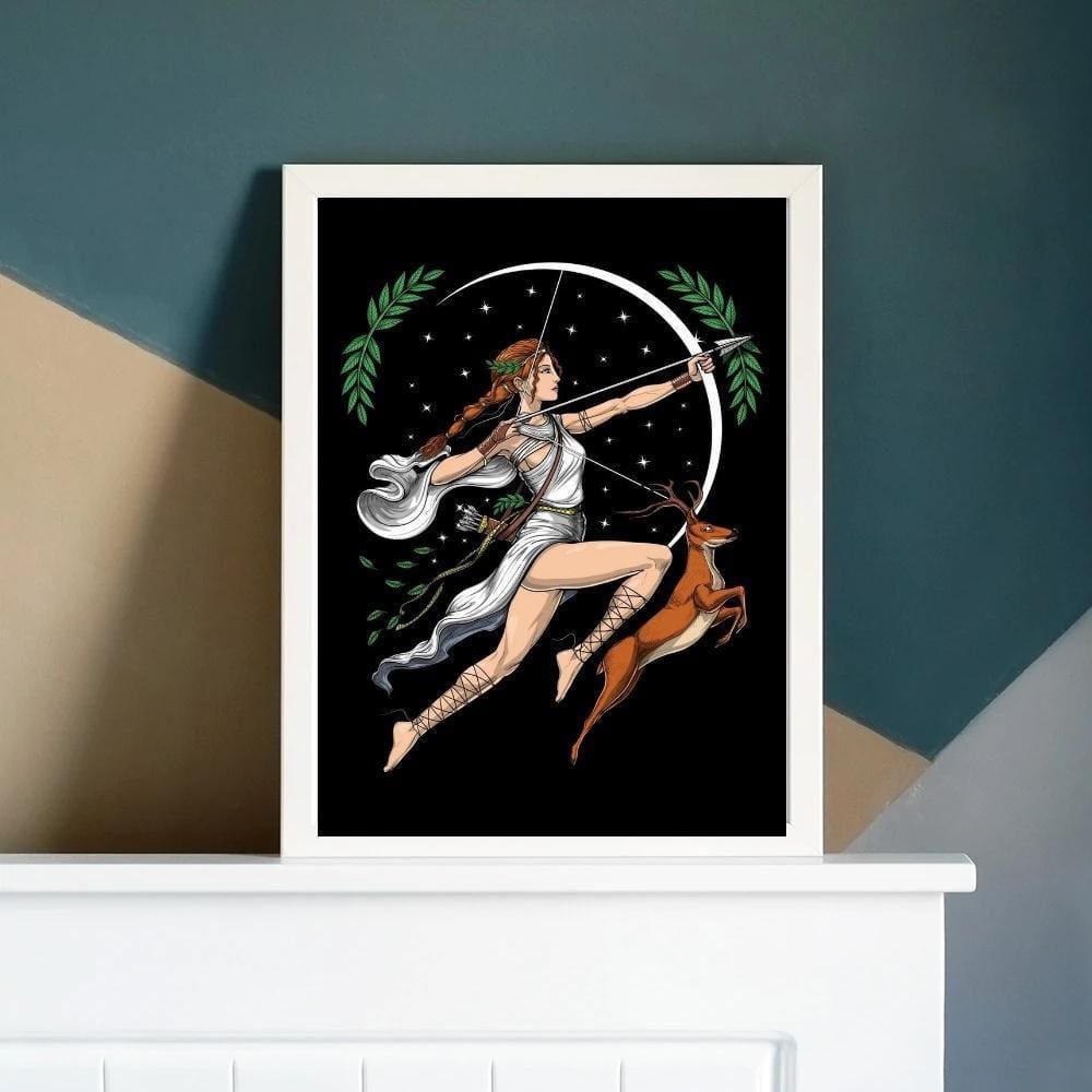 Quadro Deusa Artemis 33x24cm Moldura Madeira