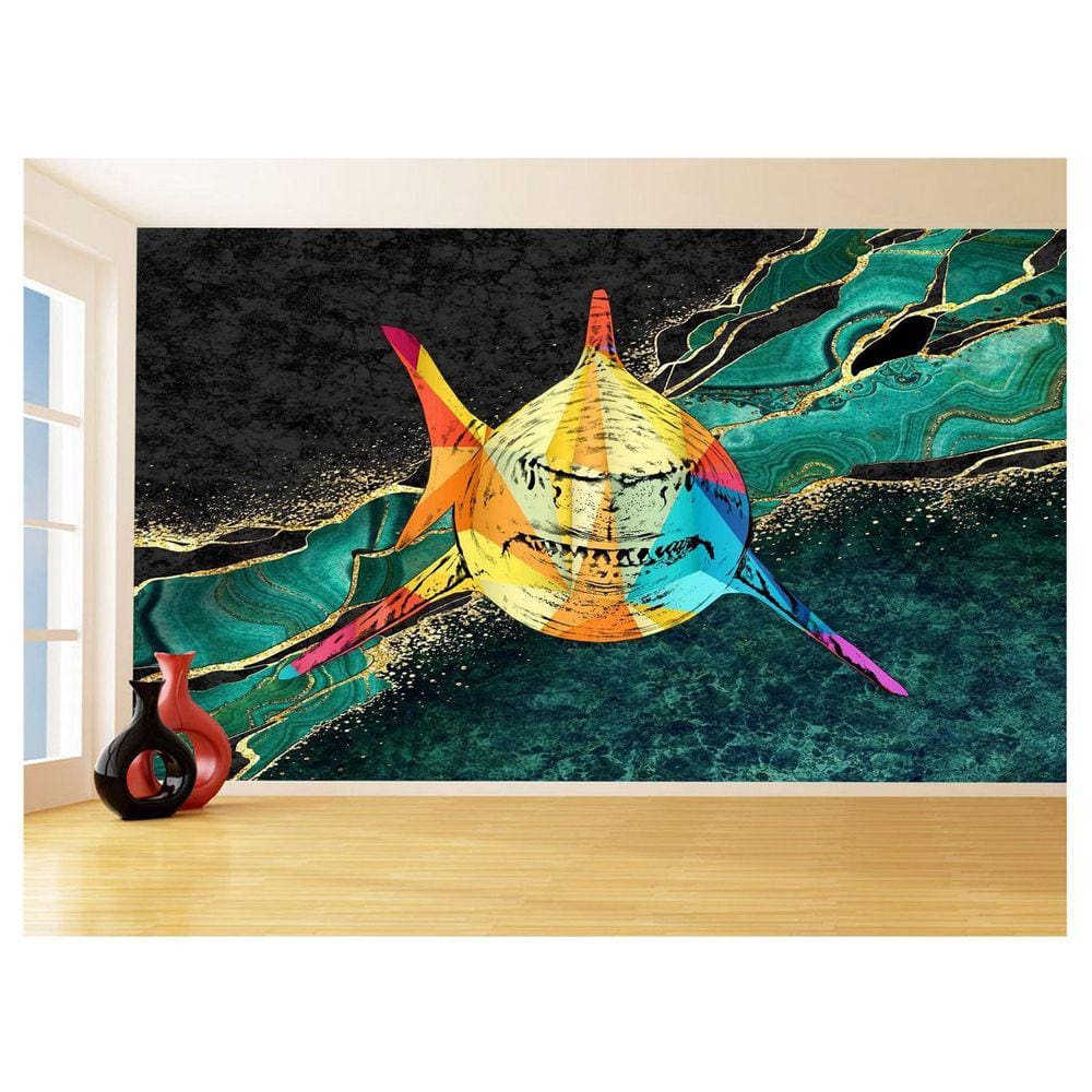Papel De Parede Animais Pop Art Tubarão Cores 3,5M Pxa540