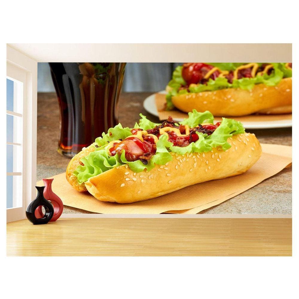 Papel De Parede Alimento Dogão Cachorro Quente 3,5M Al466