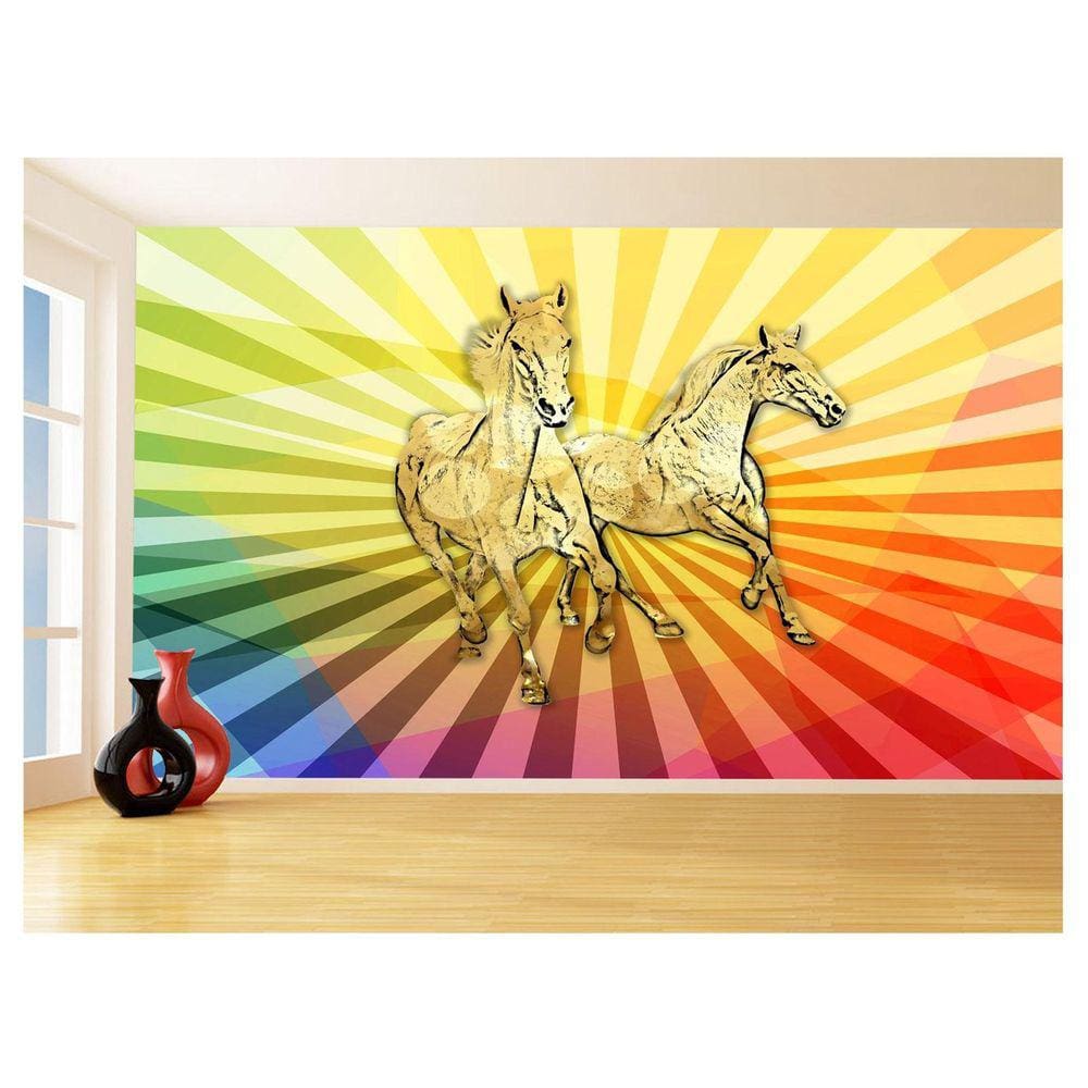 Papel De Parede Animais Pop Art Cavalos Cores 3,5M Pxa358