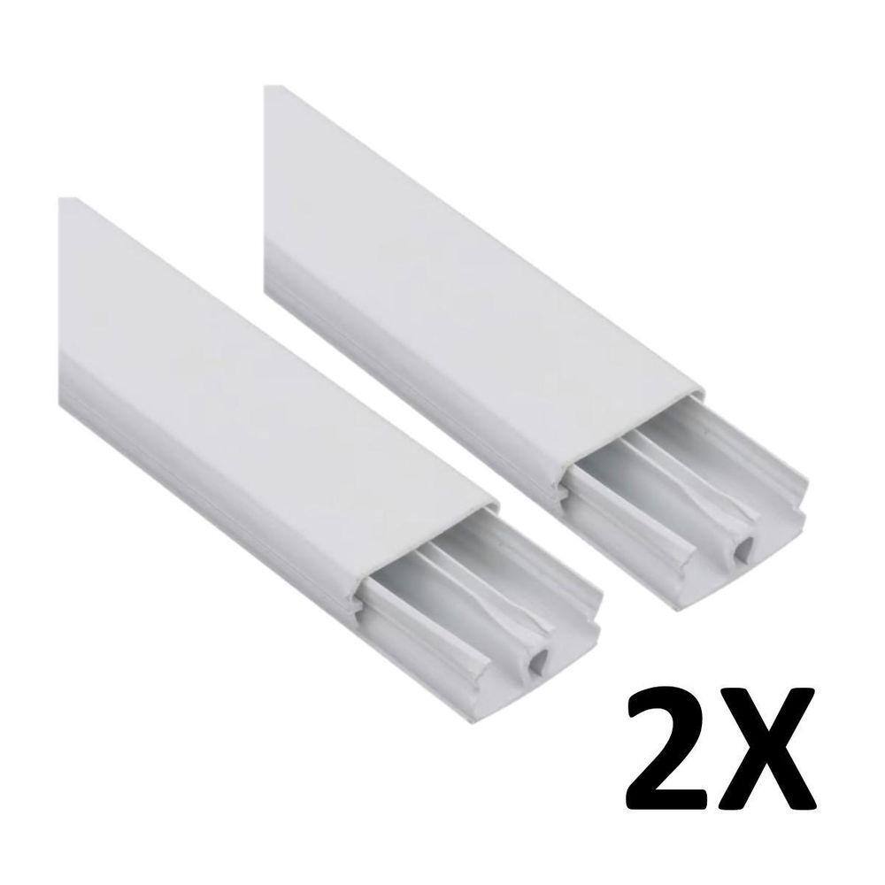 Kit 2 Canaleta 2 Divisórias Cabos Fios Fita Dupla Face 2Mt
