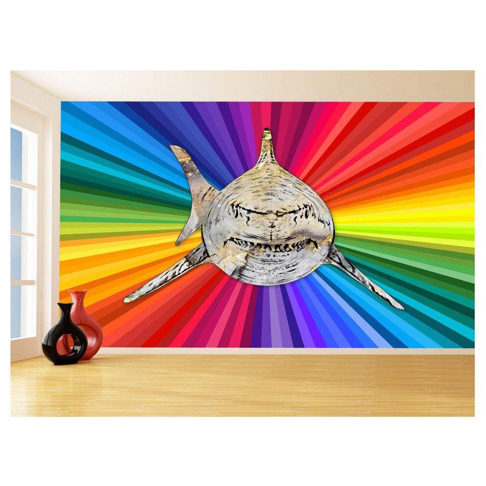 Papel De Parede Animais Pop Art Tubarão Cores 3,5M Pxa552