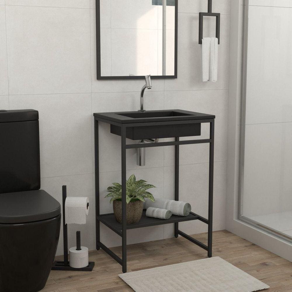 Gabinete para Banheiro Iron Black 60cmx45cm Preto Fosco